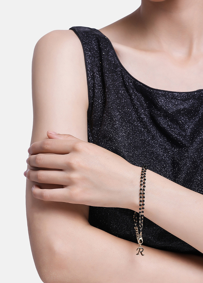 Estele Bangle Bracelets and Cuffs : Buy Estele Gold Plated R Letter Bracelet  with Crystals for Men and Women Online
