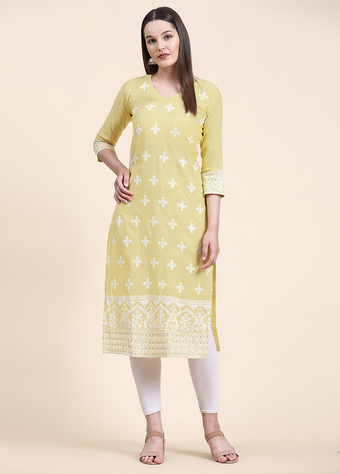 Soft cotton readymade kurti orange with allover zig zag prints & embro –  Maatshi