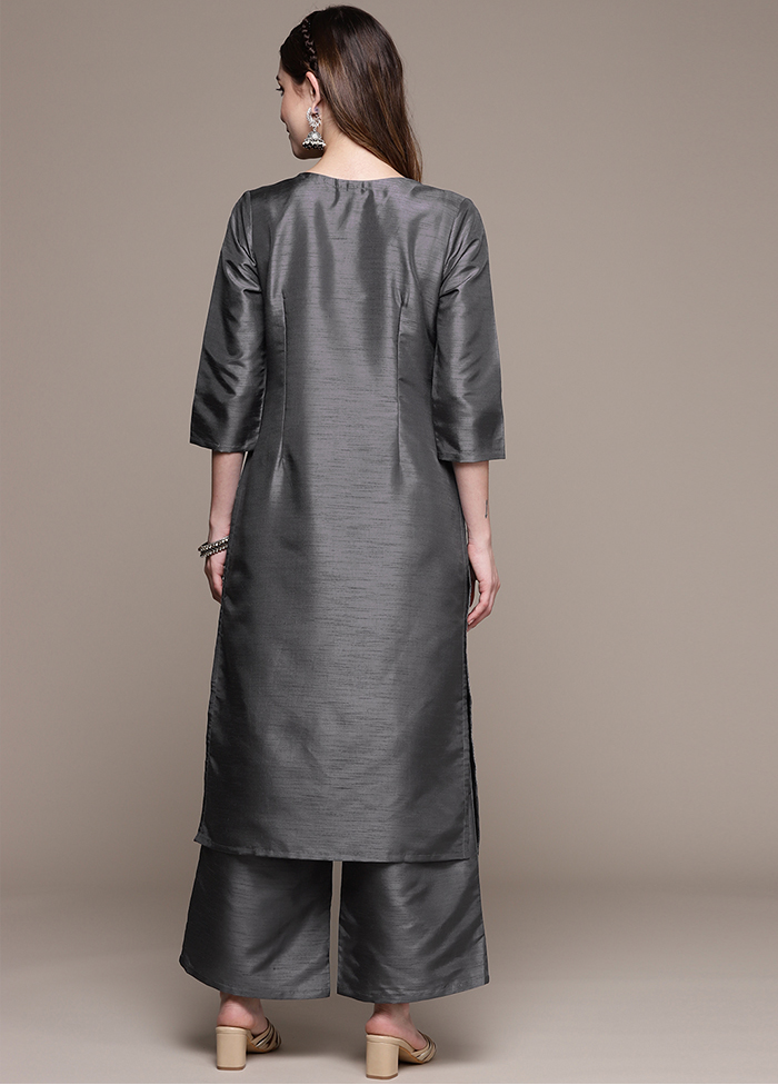 ISHIEQA's Light Grey Pure Silk Kurti Fabric - RC0402D