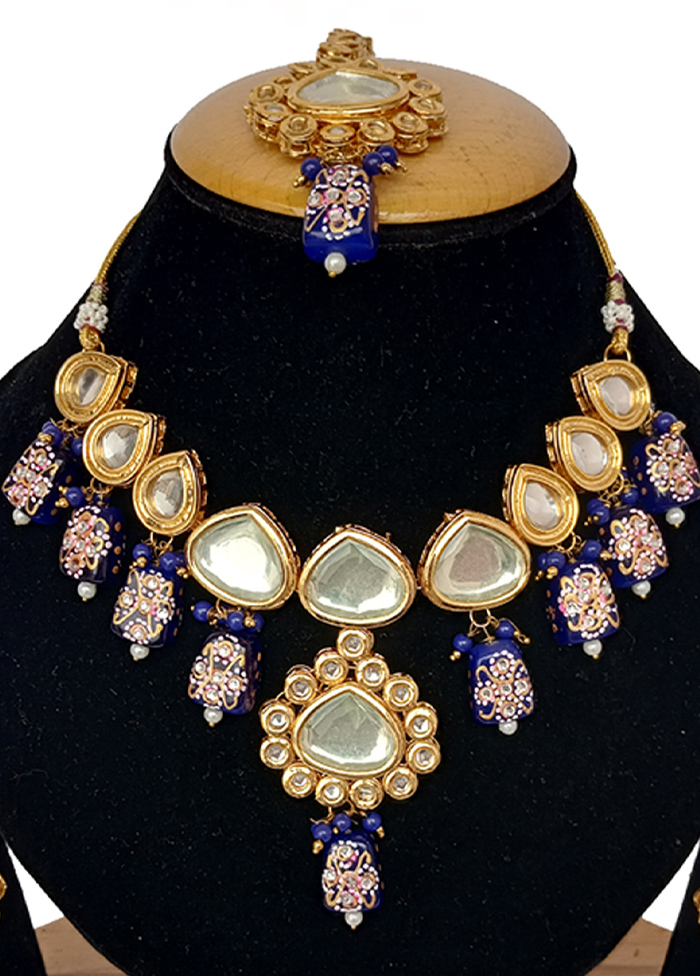 Blue kundan hot sale necklace set