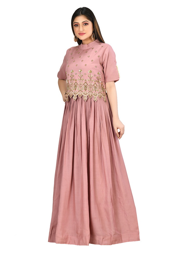 Peach Gown dress - Desi Royale | Bollywood style dress, Gowns, Peach gown