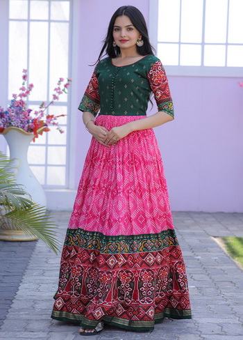 Pink Readymade Silk Indian Dress - VDANK01102265 | Indian Silk House ...